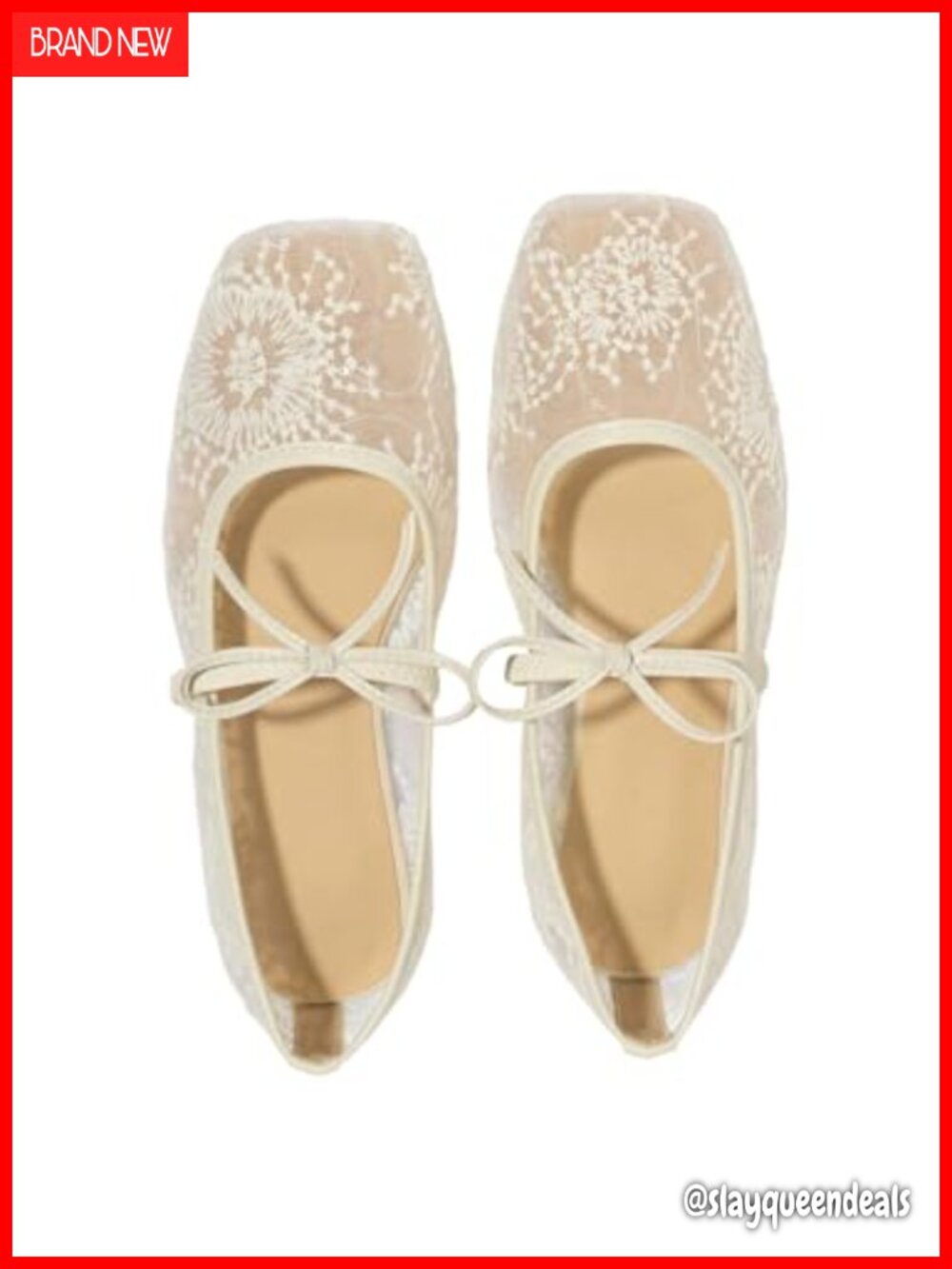 Lace Mesh Ballet Flats Square Toe Dress Shoes